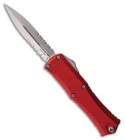Microtech Hera II Mini D/E OTF Automatic Knife Red Aluminum (3" Stonewash Serr)