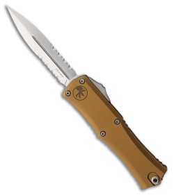 Microtech Hera II Mini D/E OTF Automatic Knife Tan Aluminum (3" Stonewash Serr)