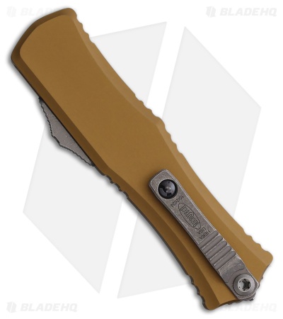 Microtech Hera II Mini D/E OTF Automatic Knife Tan Aluminum (3" Apoc Full Serr)