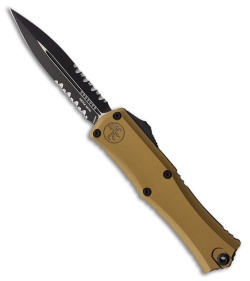 Microtech Hera II Mini D/E OTF Automatic Knife Tan Aluminum (3" Black Serr)