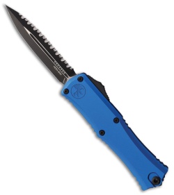 Microtech Hera II Mini D/E OTF Knife Blue Aluminum (3" Black Full Serr)