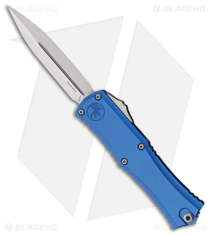 Microtech Hera II Mini D/E 30th Anniversary OTF Knife Blue Aluminum (3" Satin)