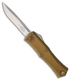 Microtech Hera II Mini Recurve OTF Automatic Knife Tan Aluminum (3" Stonewash)