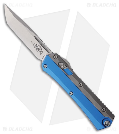Microtech Glykon T/E OTF Automatic Knife Blue Aluminum/Ti (3.75" Stonewash)