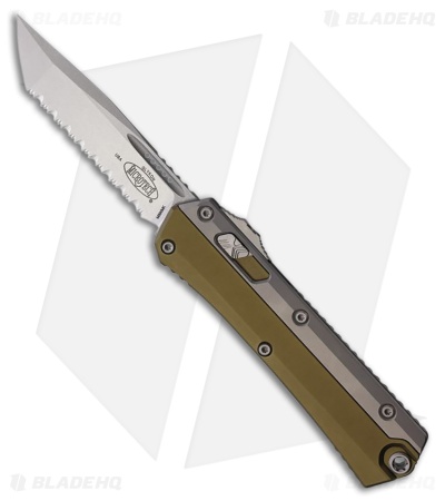 Microtech Glykon T/E OTF Automatic Knife OD Green Al/Ti (3.75" SW Full Serr)
