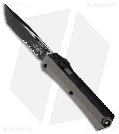 Microtech Glykon T/E OTF Auto Knife Natural Clear Al/Ti (3.75" Two-Tone Serr)