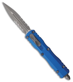 Microtech Dirac D/E OTF Automatic Knife Blue Aluminum (2.9" Apocalyptic Serr)