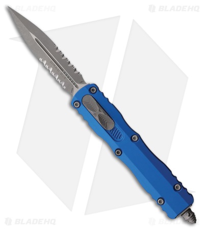 Microtech Dirac D/E OTF Automatic Knife Blue Aluminum (2.9" Apocalyptic Serr)
