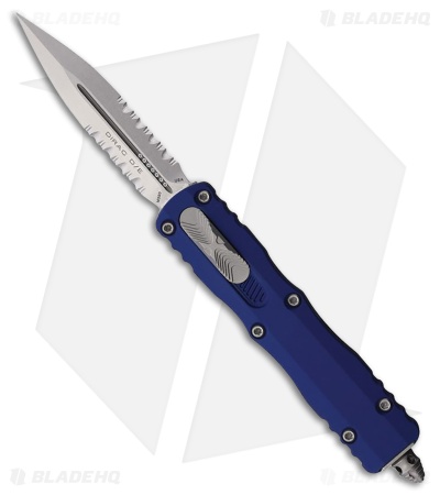 Microtech Dirac D/E OTF Automatic Knife Navy Blue Aluminum (2.9" Stonewash Serr)