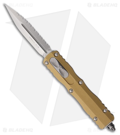 Microtech Dirac D/E OTF Automatic Knife Tan Aluminum (2.9" Stonewash Full Serr)