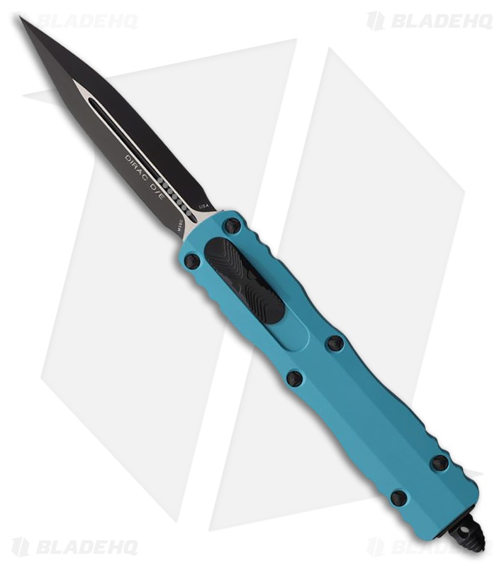 Microtech Dirac D/E OTF Automatic Knife Cyan Aluminum (2.9" Black)