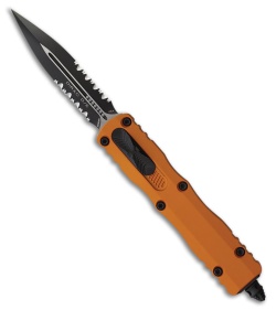 Microtech Dirac D/E OTF Automatic Knife Orange Tangerine Al (2.9" Two-Tone Serr)