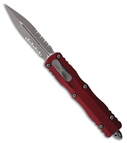 Microtech Dirac Delta D/E OTF Knife Merlot Red Aluminum (3.75" Apocalyptic Serr)