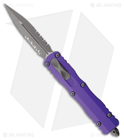 Microtech Dirac Delta D/E OTF Knife Purple Aluminum (3.75" Apocalyptic Serr)