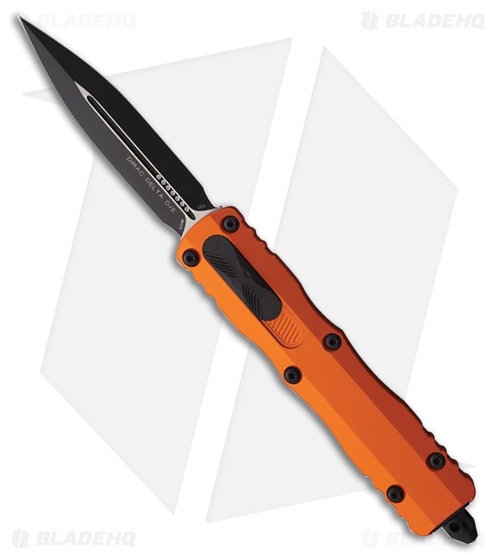 Microtech Dirac Delta D/E OTF Automatic Knife Orange Aluminum (3.75" Two-Tone)