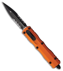 Microtech Dirac Delta D/E OTF Knife Orange Alluminum (3.75" Two-Tone Serr)