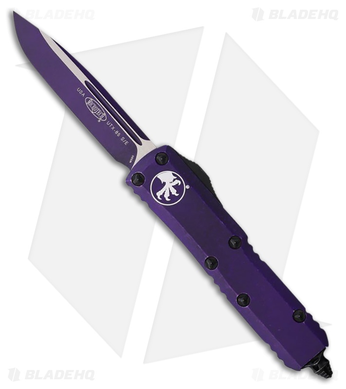 Microtech UTX-85 S/E OTF Automatic Knife Weathered Purple Al (3.1" Two-Tone)