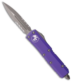 Microtech UTX-85 D/E OTF Automatic Knife Purple Aluminum (3.1" Apocalyptic Serr)