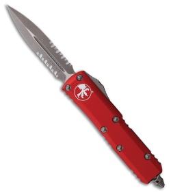 Microtech UTX-85 D/E OTF Automatic Knife Red Aluminum (3.1" Apocalyptic Serr)
