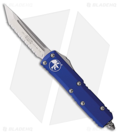 Microtech UTX-85 T/E OTF Automatic Knife Navy Blue Aluminum (3.1" SW Full Serr)