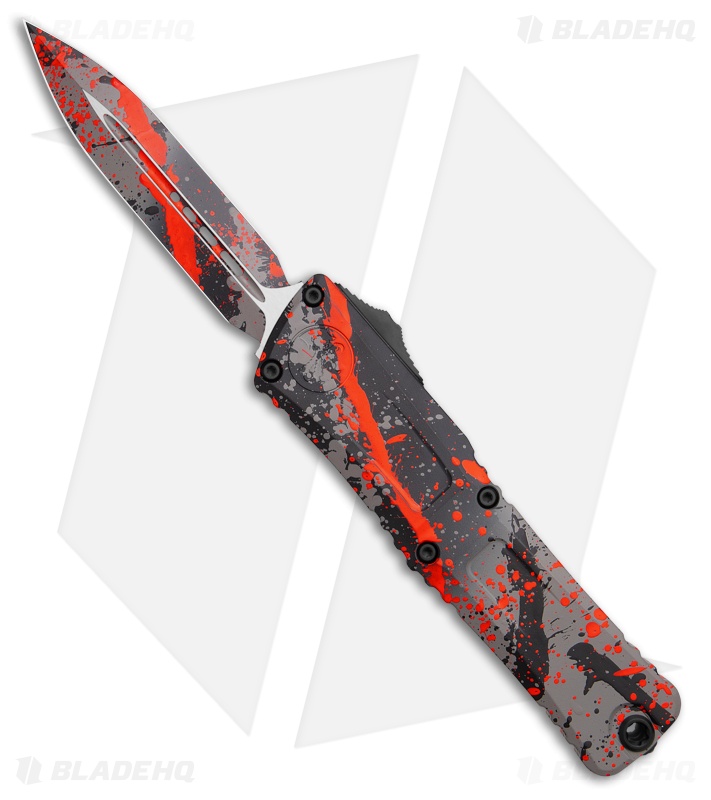 Microtech Combat Troodon Gen III D/E OTF Knife Bullshark (4" Blk/Gray/Orange)