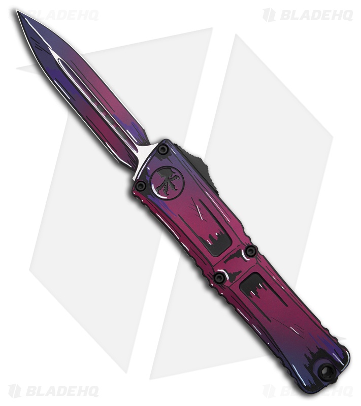 Microtech Combat Troodon Gen III D/E OTF Knife Purple Comic Strip (4" Purple)