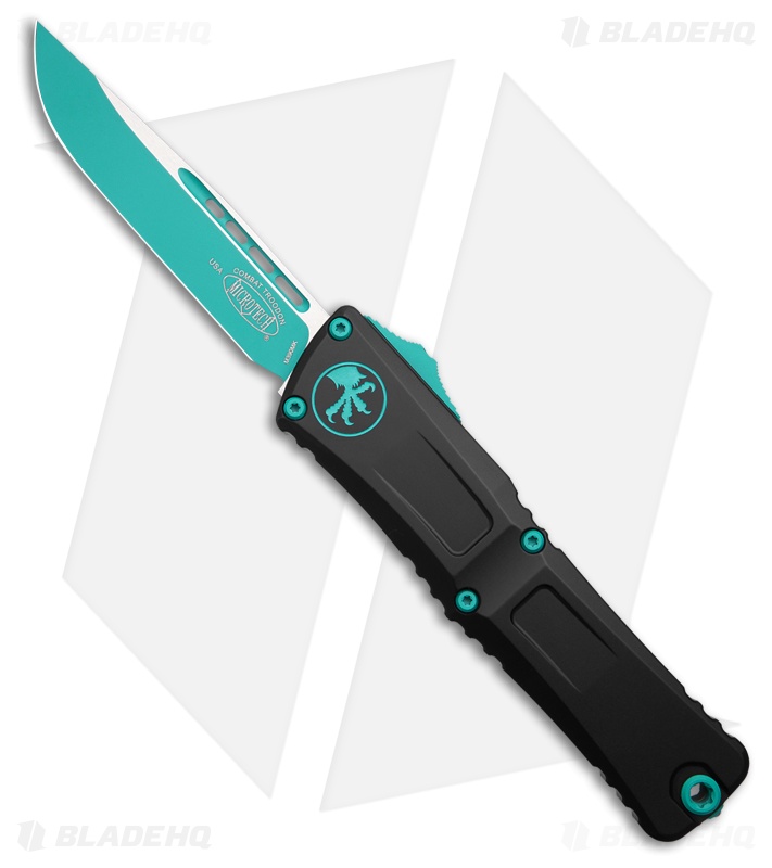 Microtech Combat Troodon - OTF Automatic Knife |Black + S/E Turquoise