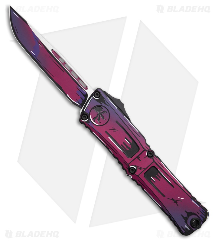 Microtech Combat Troodon Gen III S/E OTF Knife Purple Comic Strip (4" Purple)
