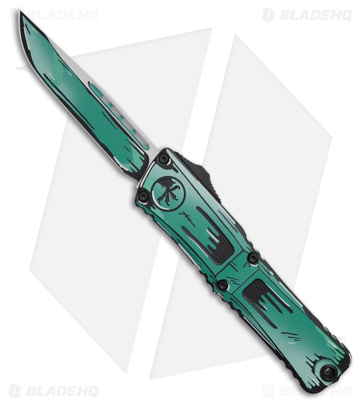 Microtech Combat Troodon Gen III S/E OTF Knife Turquoise Comic Strip (4")