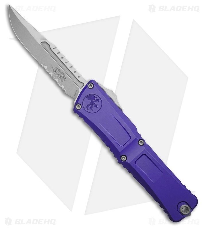 Microtech Combat Troodon Interceptor Gen III SS Purple Al (4" Partial Serr SW)