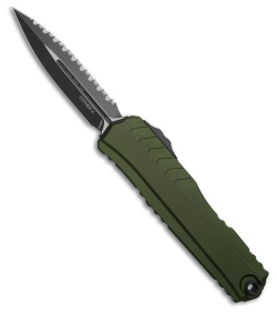 Microtech Cypher II D/E OTF Auto Knife OD Green Al (3.5" Two-Tone Full Serr)