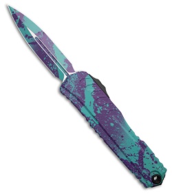 Microtech Cypher II D/E OTF Automatic Knife Baja/Purple Splatter (3.5" Splatter