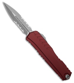 Microtech Cypher II D/E OTF Automatic Knife Merlot Red Aluminum (3.5" Apoc Serr)