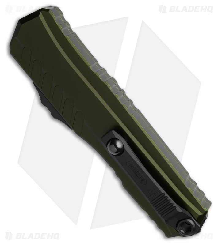 Microtech Cypher II D/E OTF Automatic Knife OD Green Al (3.5" Two-Tone Serr)