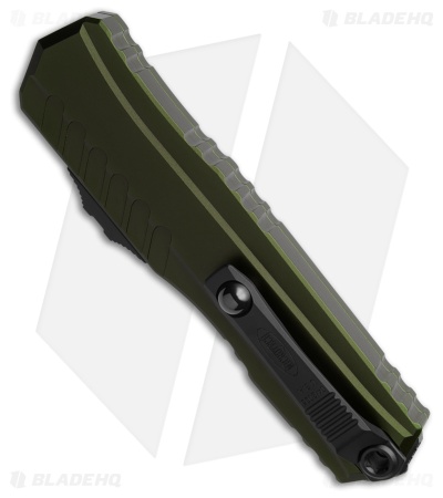 Microtech Cypher II D/E OTF Automatic Knife OD Green Al (3.5" Two-Tone Serr)