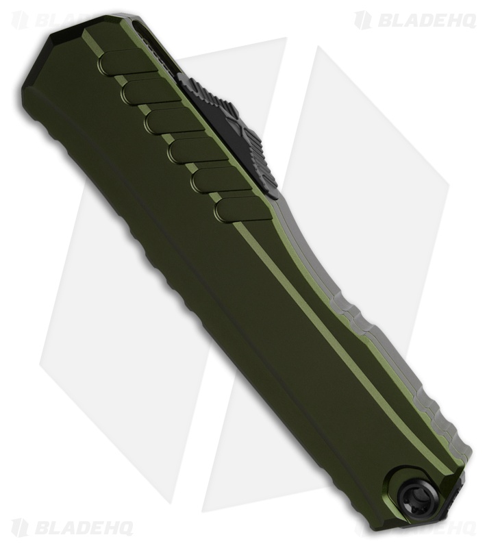 Microtech Cypher II D/E OTF Automatic Knife OD Green Al (3.5" Two-Tone Serr)
