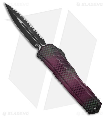 Microtech Cypher II D/E OTF Automatic Knife Purple X-51 Aluminum (3.5" SW Serr)
