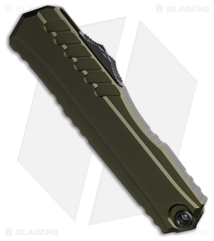 Microtech Cypher II Wharncliffe OTF Knife OD Green Al (3.5" Two-Tone Serr)