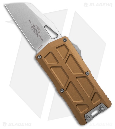 Microtech Exocet II Wharncliffe OTF Automatic Tan Knife (2.25" Stonewash)