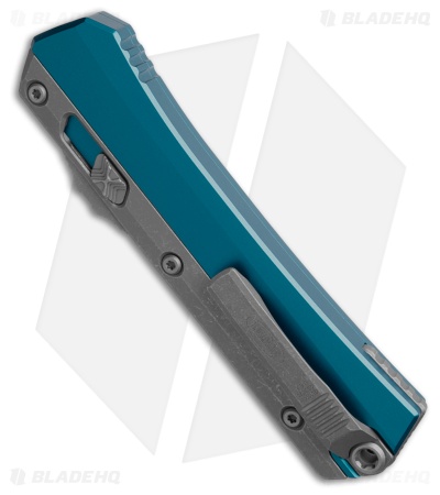 Microtech Glykon T/E OTF Automatic Knife Blue Aluminum/Ti (3.75" Apoc Serr)