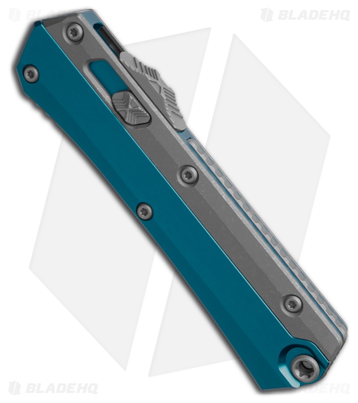 Microtech Glykon T/E OTF Automatic Knife Blue Aluminum/Ti (3.75" Apoc Serr)