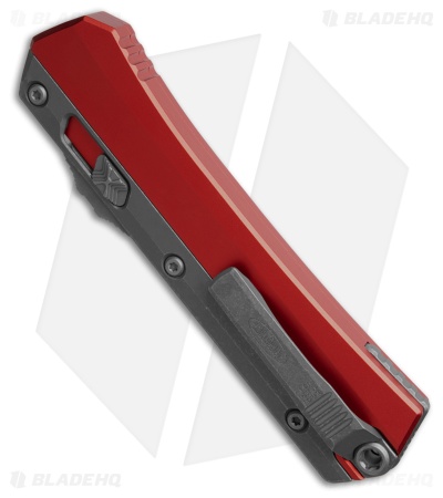 Microtech Glykon T/E OTF Automatic Knife Red Aluminum/Ti (3.75" Apoc Full Serr)