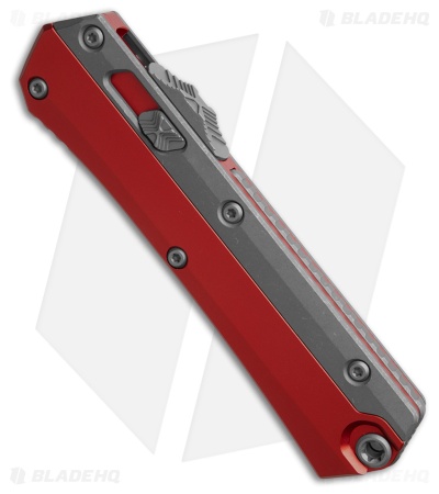 Microtech Glykon T/E OTF Automatic Knife Red Aluminum/Ti (3.75" Apoc Full Serr)