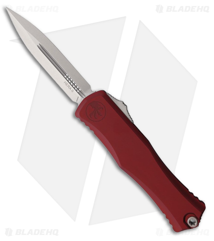 Microtech Hera II D/E OTF Automatic Knife Merlot Red Aluminum (4" Stonewash)