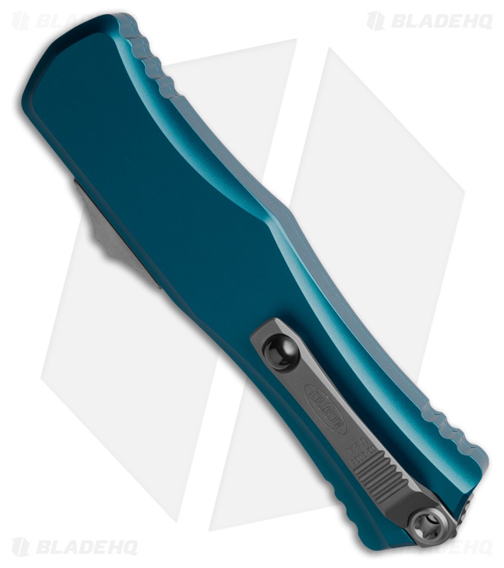 Microtech Hera II D/E OTF Automatic Knife Blue Aluminum (4" Stonewash Full Serr)