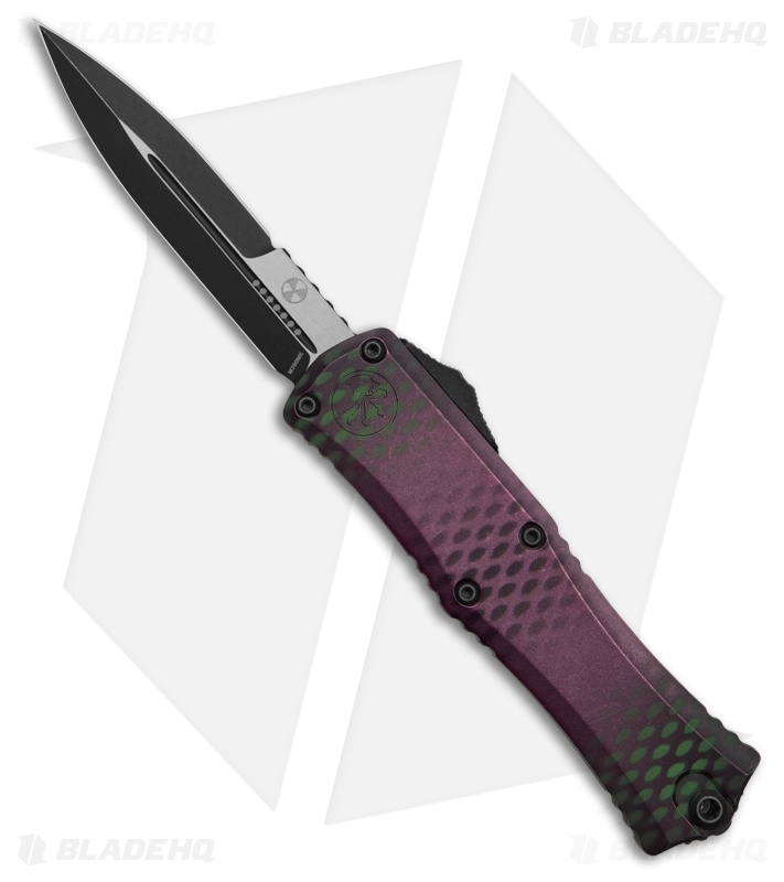 Microtech Hera II Mini Bayonet OTF Knife Purple X-51 Aluminum (3" Black SW)