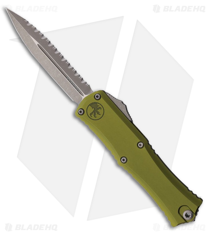Microtech Hera II Mini D/E OTF Knife OD Green Aluminum (3" Apoc Full Serr)