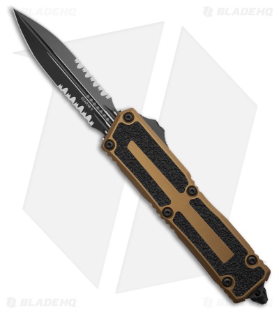 Microtech Scarab II Gen III D/E OTF Automatic Knife Tan Aluminum (4" Black Serr)
