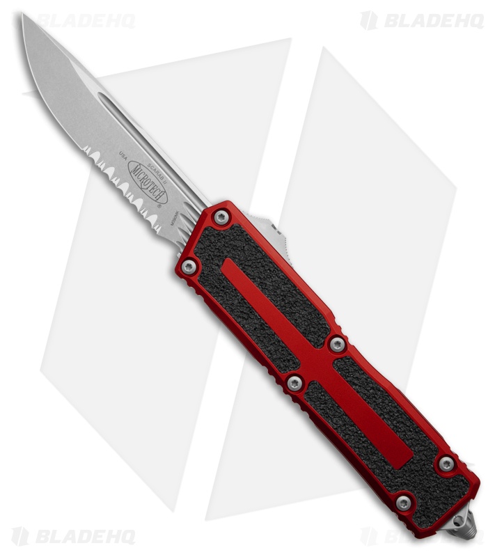 Microtech Scarab II Gen III S/E OTF Automatic Knife Red Aluminum (4" SW Serr)