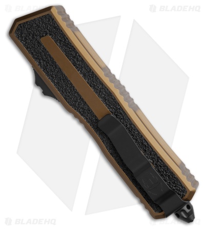 Microtech Scarab II Gen III D/E OTF Automatic Knife Tan Aluminum (4" Black Serr)
